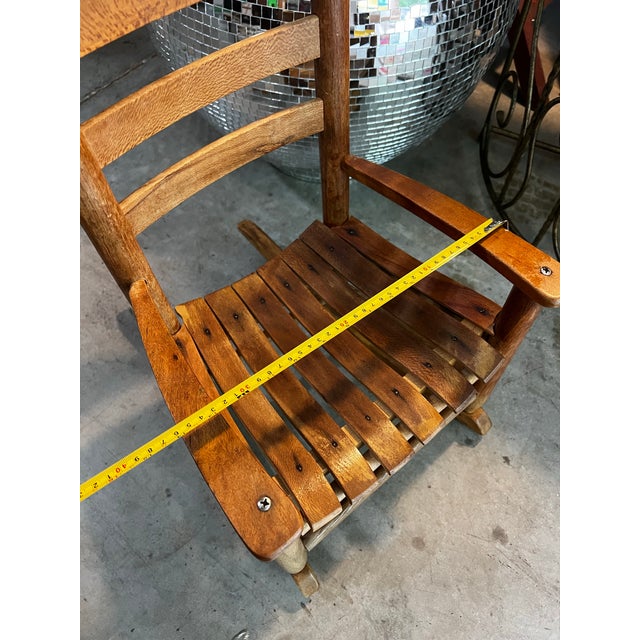 Rustic European Petite Children’s Wooden Vintage Rocking Chair For Sale - Image 3 of 5
