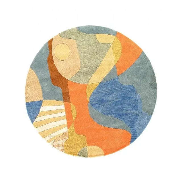 Textile 2020s Fine Hand Tufted Abstract Round Rug 5' For Sale - Image 7 of 7