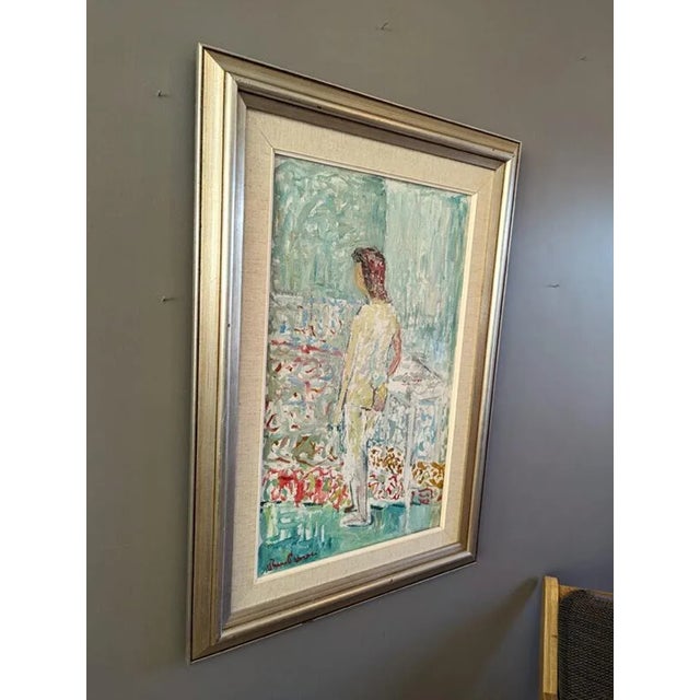 Mid-Century Modern Swedish "Unnoticed" Vintage Nude Figurative Portrait Oil Painting, Framed For Sale - Image 9 of 10