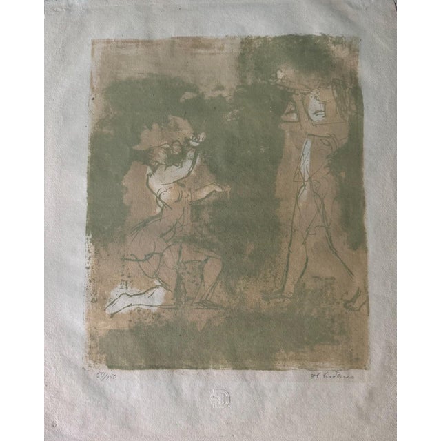 Luckner Heinrich Von, Two Figures Kneeling, Nude, 1950s, Lithograph For Sale - Image 7 of 11