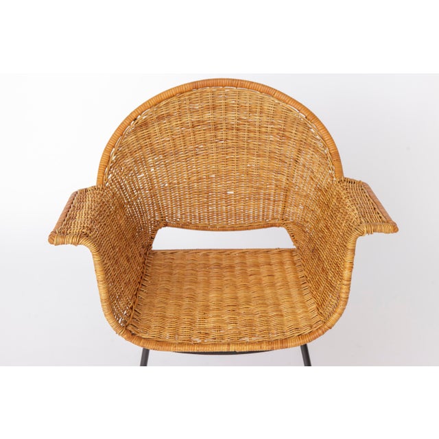 Beige Vintage Basket Chairs by Gianfranco Legler, 1950s, Set of 3 For Sale - Image 8 of 10