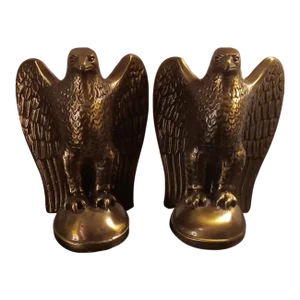 1980s Pm Craftsman Usa Solid Brass Soaring Eagle Bookends - A Pair
