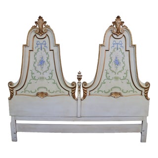 Italian Paint Decorated King Headboard For Sale