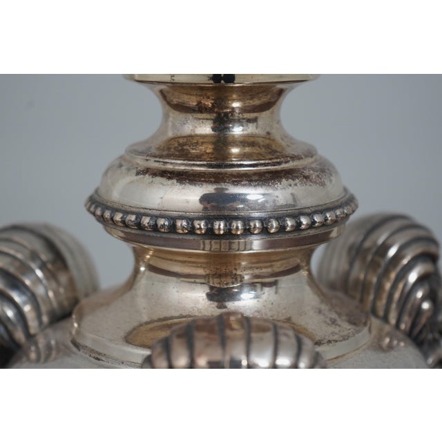 1960s Silver Plate Lion Head Granite Italian Style Lamp For Sale - Image 5 of 10