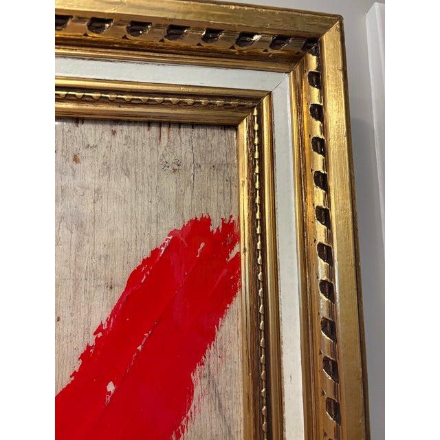 Red Large Graffiti-Style Modern Painting in Vintage Frame. “X” For Sale - Image 8 of 11