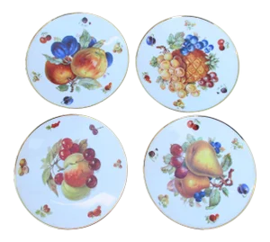 Vintage Bavarian Fruit Plates - Set of 4