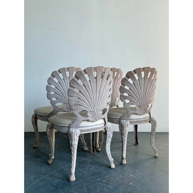 Vintage Coastal Cast Aluminum Grotto Dining Chairs - Set of 4 For Sale In West Palm - Image 6 of 12