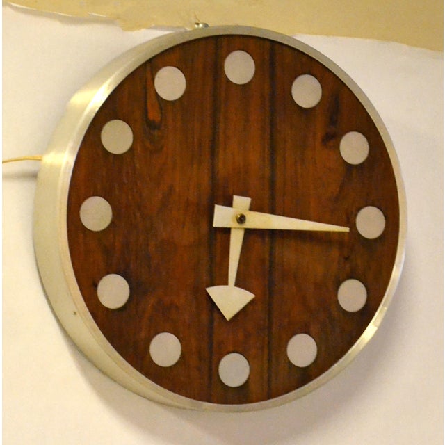 1970s Howard Miller Wall Clock Designed by Arthur Umanoff Zebra Wood & Chrome For Sale - Image 11 of 12