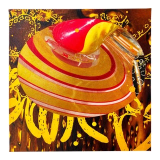 "Red Spinning Yellow" by Michael DesRosiers Abstract Mixed-Media on MDF Panel (2025) For Sale