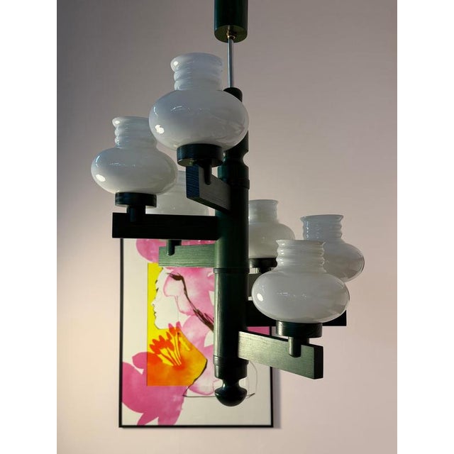 Chandelier in Green Opal Glass For Sale - Image 3 of 11