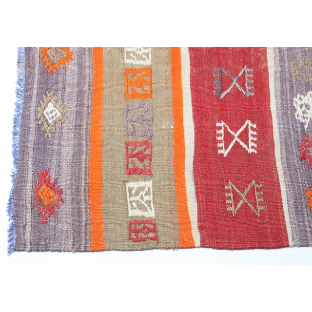 1950s Handmade Warm Color Kilim Runner - 3' 1'' X 9' 1'' For Sale - Image 4 of 12