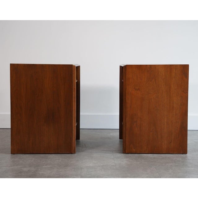 Mid 20th Century Walnut Thin Line Nighstands by t.h. Robsjohn-Gibbings, C. 1950s For Sale - Image 5 of 6