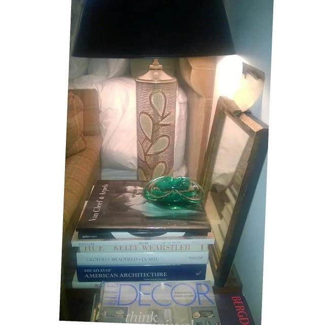 Mid 20th Century Midcentury Modern Black Gold Glass Brass Table Lamp Organic Modern Design For Sale - Image 5 of 11