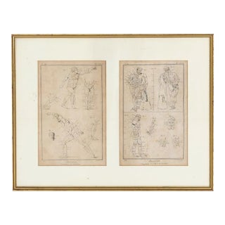 Diptych With Two Antique Engravings by Benoît-Louis Prévost For Sale