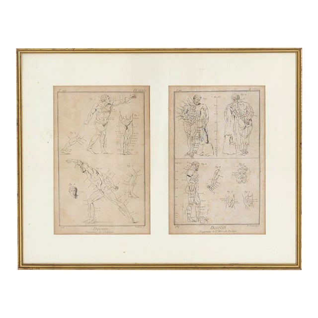 Diptych With Two Antique Engravings by Benoît-Louis Prévost For Sale