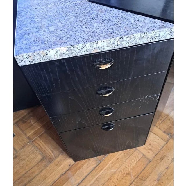 Large Lacquered Wood and Granite Desk, 1980 For Sale - Image 3 of 10