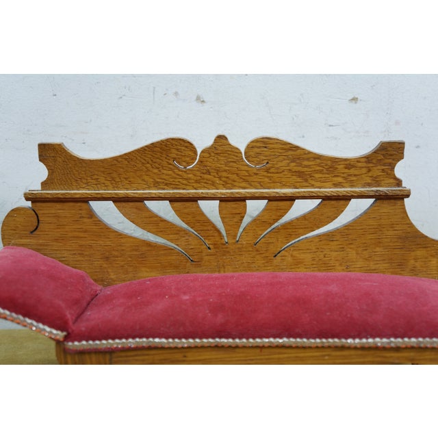 Antique Victorian Quartersawn Oak Salesman Sample Chaise Lounge Daybed 14" For Sale - Image 11 of 12