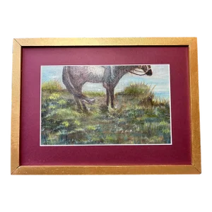 Vintage Realist Equestrian Oil Painting, Framed