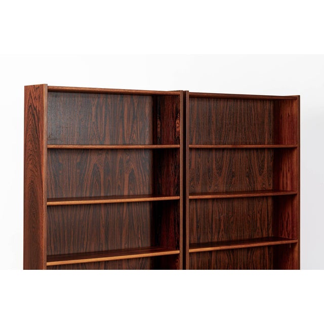 Pair of Mid Century Scandinavian Modern Tall Rosewood Bookcases For Sale - Image 15 of 18