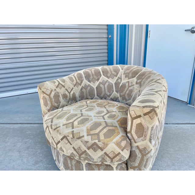 Gray 1960s Mid-Century Style Geometric Swivel Lounge Chairs - Set of 2 For Sale - Image 8 of 13