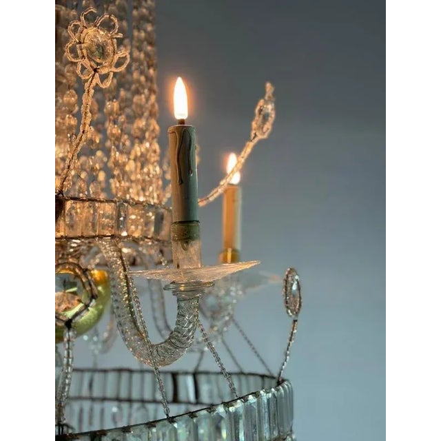 Metal Navette Cut Crystal Chandelier, 1800 For Sale - Image 7 of 15
