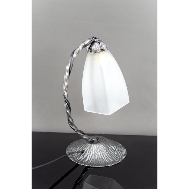 Art Deco Wrought Iron Lamp, France, 1930s For Sale - Image 4 of 9