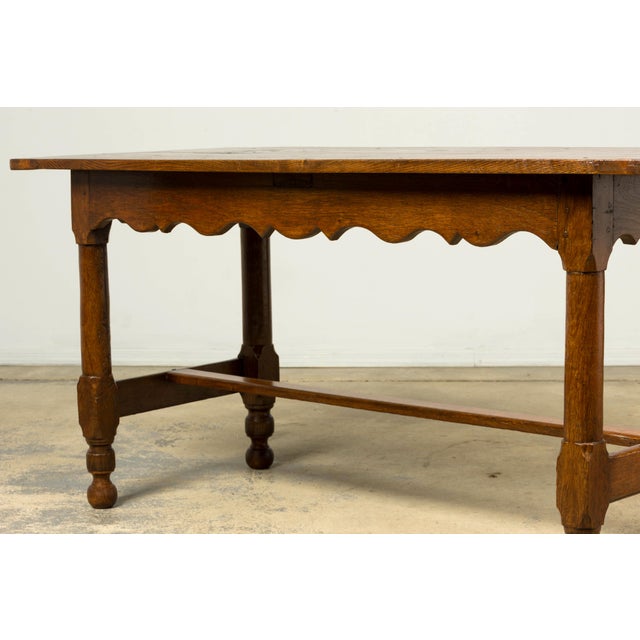 Brown Late 19th Century French Provincial Oak Farmhouse Table For Sale - Image 8 of 18