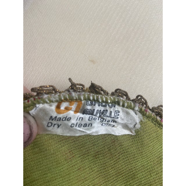 Vintage Belgian Small Chenille & Needle Point Tapestry, Placement Mat & Doily, Textile For Sale - Image 4 of 11