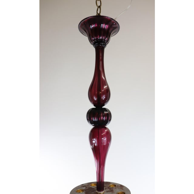 Burgundy Mid-Century Large Aubergine Murano Glass Silver Gilt For Sale - Image 8 of 12