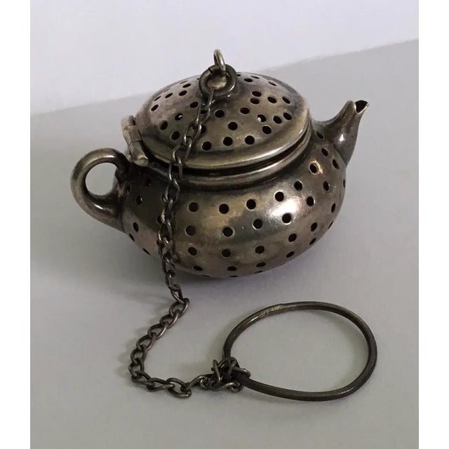 Antique Sterling Silver “ Teapot” Tea Strainer For Sale In Providence - Image 6 of 10
