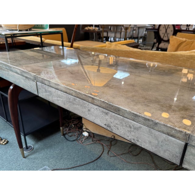 Luxurious Desk With Granite Laminate + Walnut Legs For Sale - Image 12 of 12