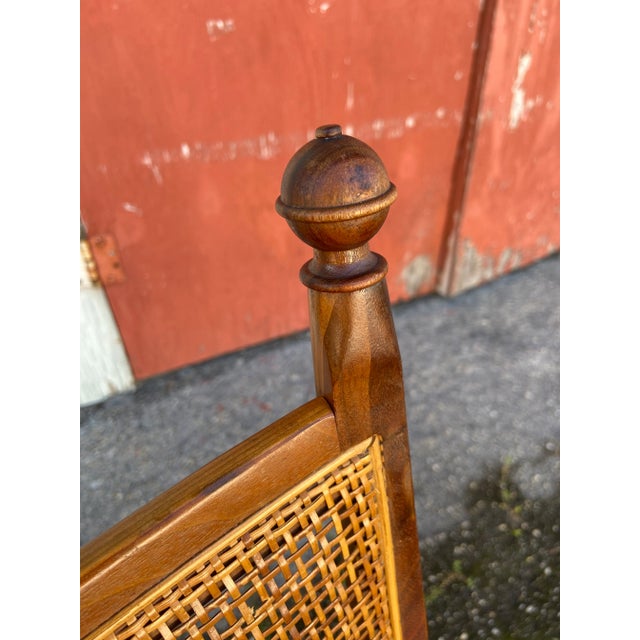 Mid 20th Century Vintage Mid Century Drexel Style Black Leather & Cane Side Chair For Sale - Image 5 of 12