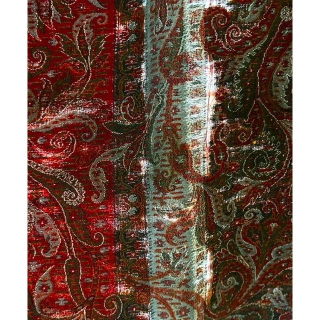 Antique Victorian Striped Wool Paisley Shawl Textile Fabric Throw For Sale - Image 13 of 17