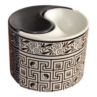 Vintage Yin Yang Black & White Ceramic Aroma Lamp For Sale