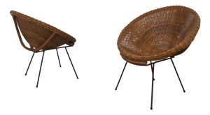 Wicker Armchairs, Italy, 1960s, Set of 2