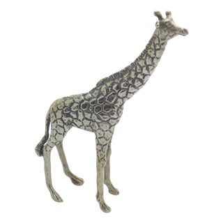 Vintage Italian Handmade Silver 800 Giraffe Figurine, 1970s For Sale