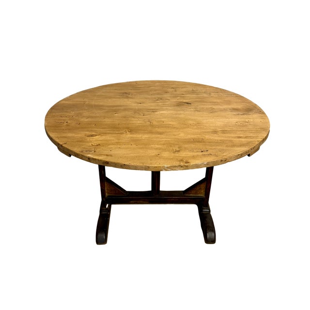 French Country Vintage French Oak Wine Tasting Table For Sale - Image 3 of 9