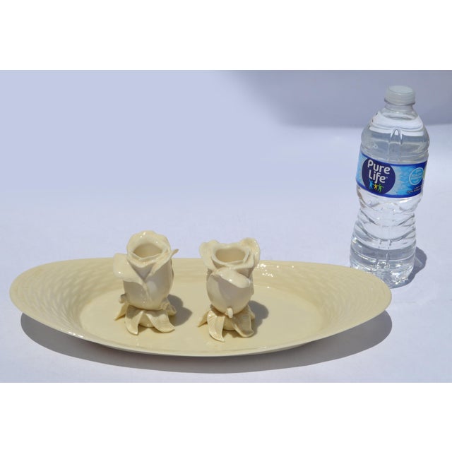 Mid-20th Century Lenox Rose Shaped Ceramic Fine Bone China Candle Holders, Pair For Sale - Image 13 of 13