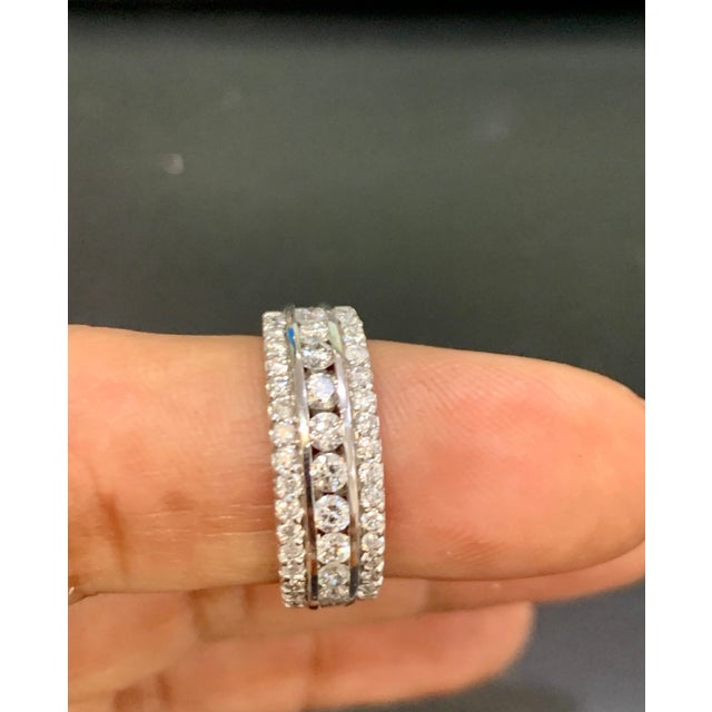 Contemporary 1.5 Carat Diamond Half Eternity Band 14 Karat White Gold 3-Row Band For Sale - Image 3 of 18