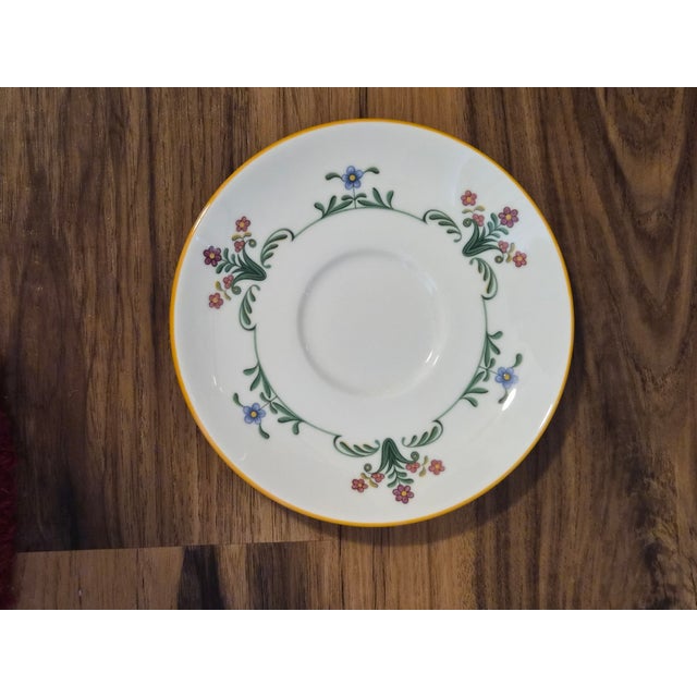 A lovely set of three Wedgwood Charleston saucers crafted in fine English bone china. The Charleston pattern features...