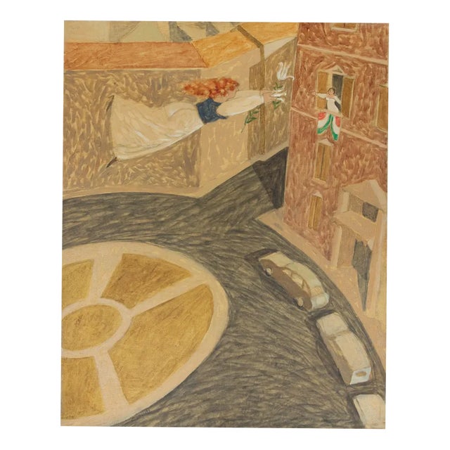 Alberto Gallerati, Announcement Kindly Granted, Oil on Canvas, 1970s For Sale