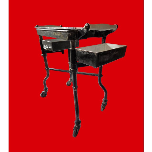 Black 1940's Industrial Steel Welding Workstation Rolling Cart With Swing-Arm Bins For Sale - Image 8 of 15