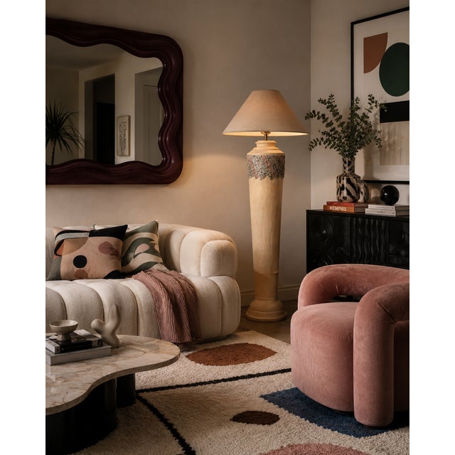1980s 1980s Postmodern Southwest Style Textured Plaster Lamp Set - Floor & Table (Set of 2) For Sale - Image 5 of 11