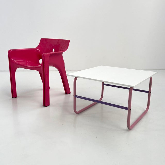 Purple and Pink Tubular Coffee Table, 1980s For Sale - Image 4 of 7