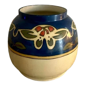 Antique American Belleek Ceramic Art Company Arts & Crafts Hand Painted Tulip Squat Form Vase, Circa 1905