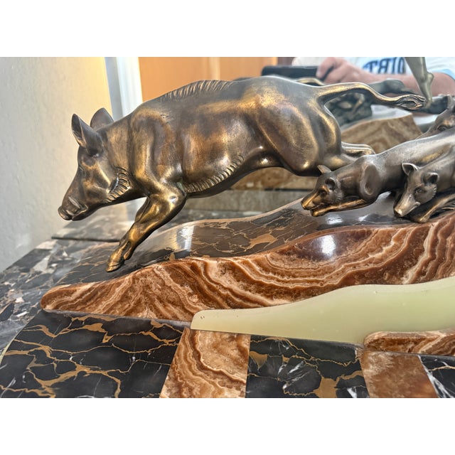 Museum-Quality French Art Deco Sideboard With Spectacular Limousin Bronze Sculpture For Sale - Image 9 of 11