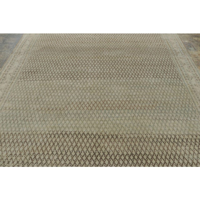 Antique Distressed Saraband Rug With Paisley Grid in Green Hues - Rug & Kilim For Sale In New York - Image 6 of 7