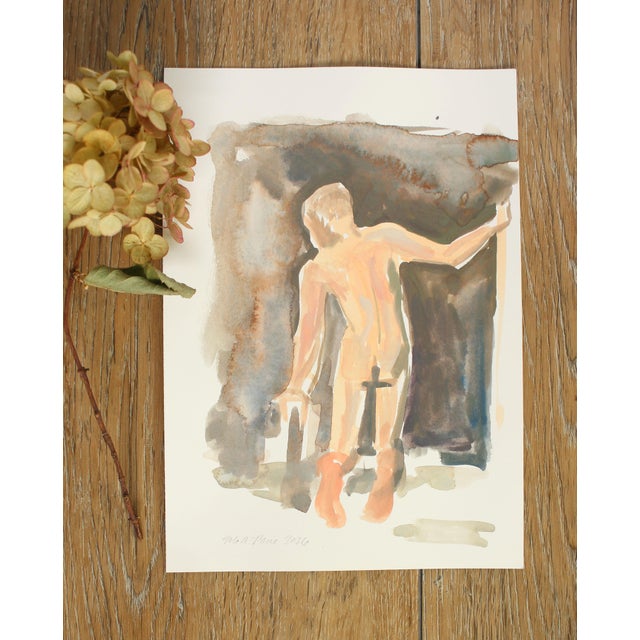 Michelle Arnold Paine Michelle Arnold Paine Original Figure Painting - Male Nude For Sale - Image 4 of 4