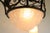 Antique French Art Deco Geometric Wrought Iron and Frosted Glass Chandelier, 1930 For Sale - Image 3 of 15