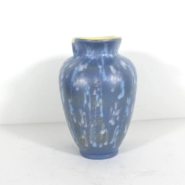 Mid-Century Modern Mid-Century Modern Blue Gold Yellow Drip Glaze Ceramic Vase, W. Germany Design 482-17 For Sale - Image 3 of 10